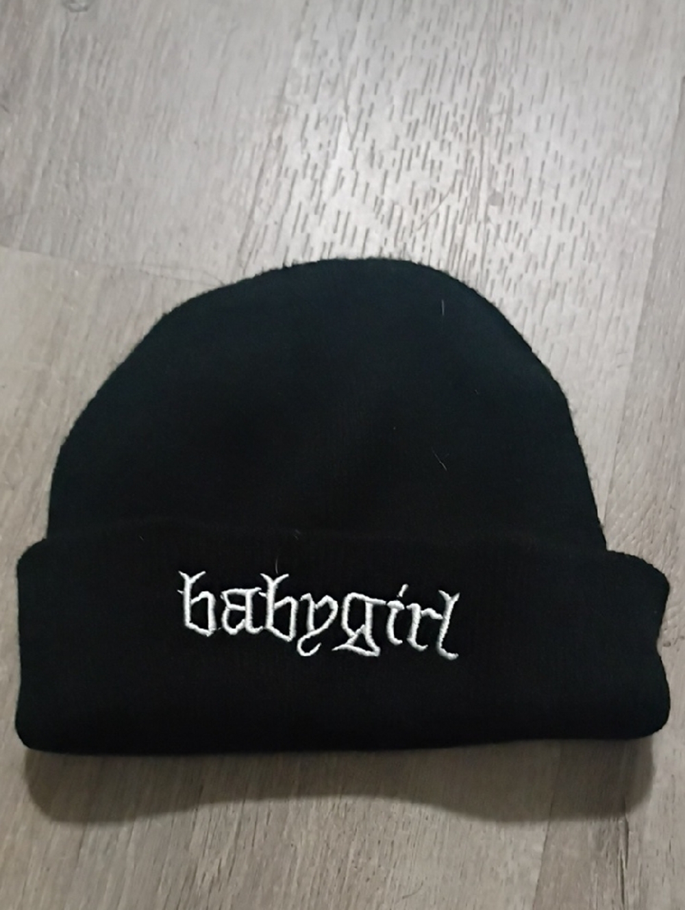 Black 'babygirl' Embroidered Kids Beanie
